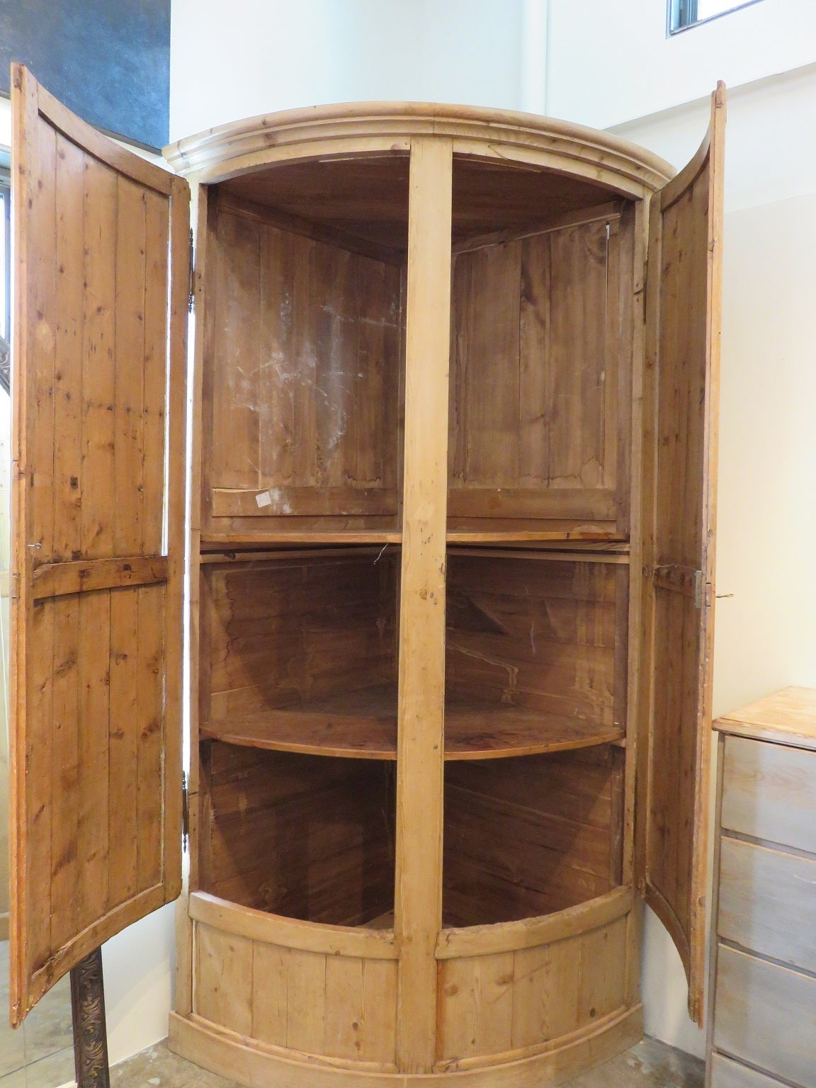 19th Century French Corner Cabinet in Pine