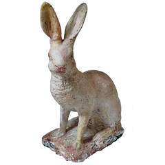 Antique 19th Century Dutch Plaster Hare Sculpture