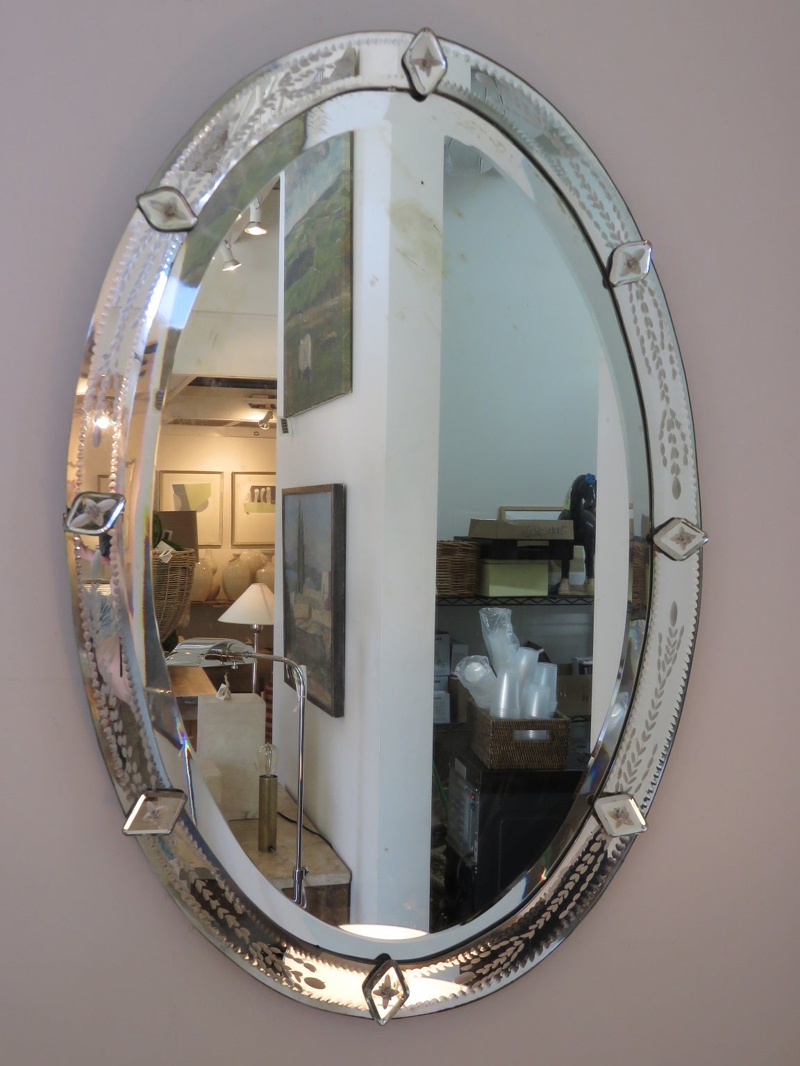 1920's Venetian Oval Mirror