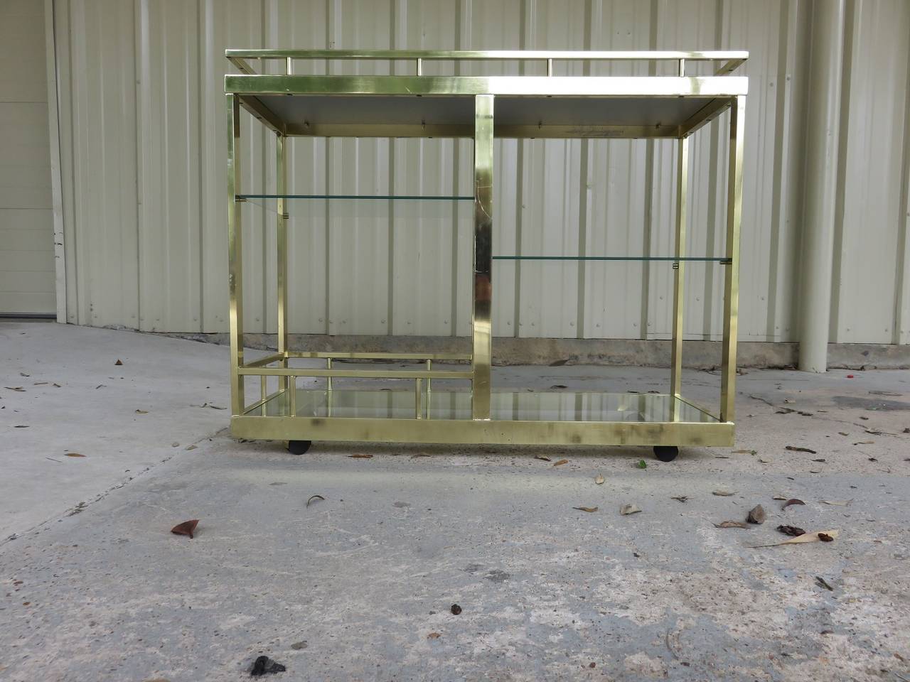 Late 20th Century Vintage Brass Bar Cart