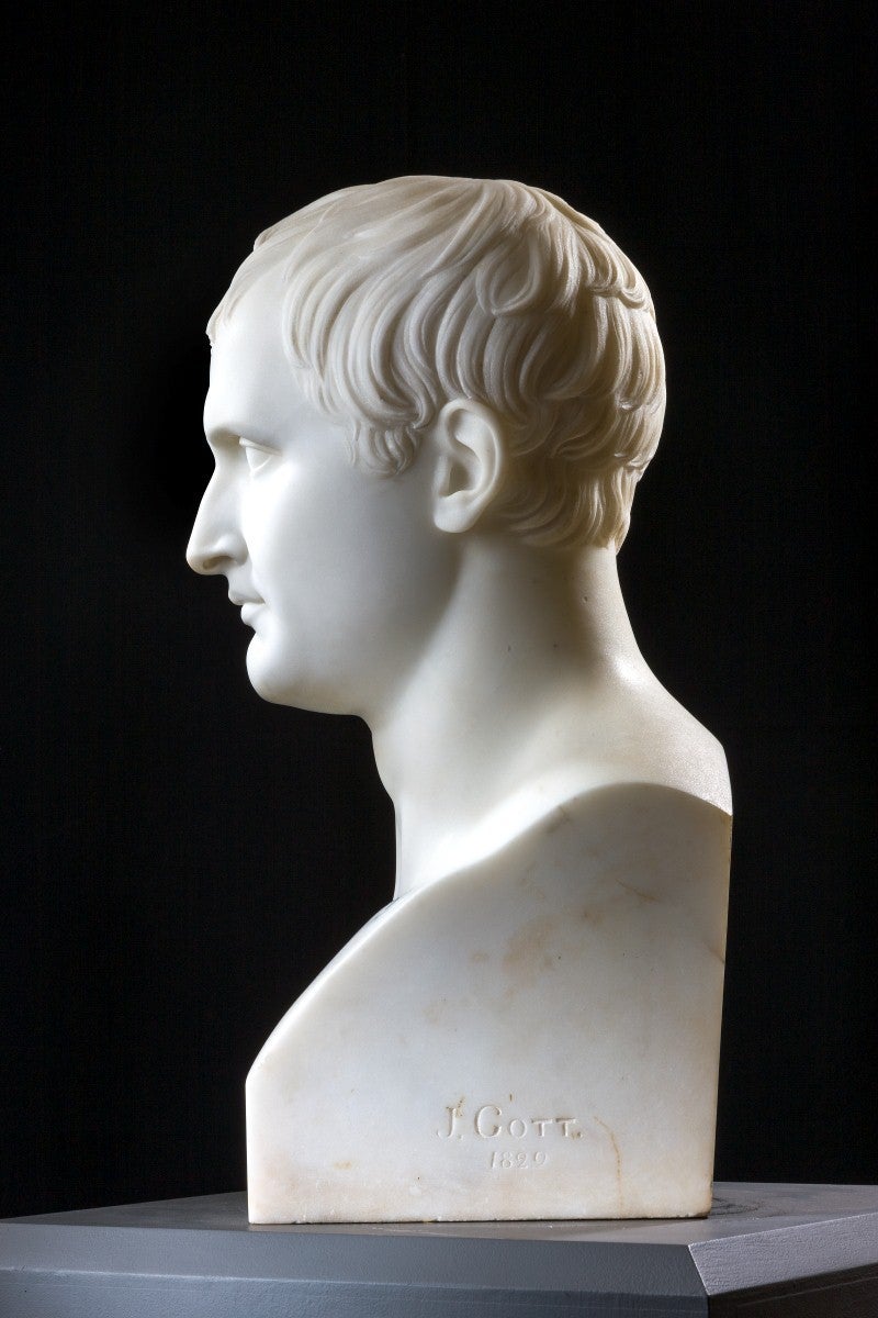 19th Century The Lost Armley House Carved Marble Bust of “Napoleone” Bonaparte