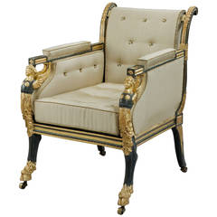 Regency Bronzed and Parcel-Gilt Bergère Chair