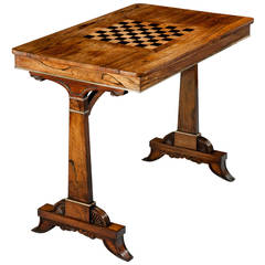 Regency Brass-Mounted Rosewood and Marquetry Games Table