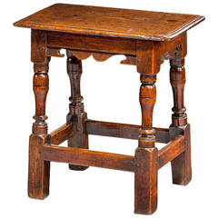 Mid-17th Century Joined Oak Stool Mid-17th Century Joined Oak Stool