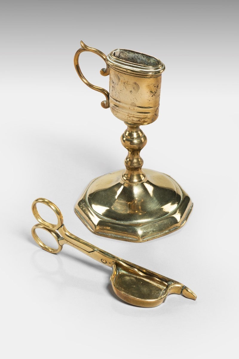 Queen Anne Standing Brass Candle Snuffer and Stand at 1stdibs