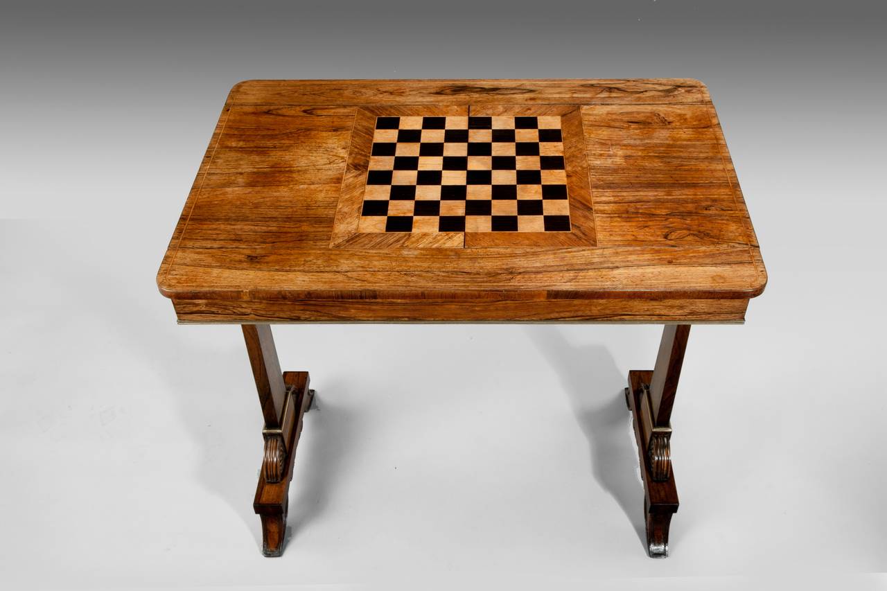 Regency Brass-Mounted Rosewood and Marquetry Games Table