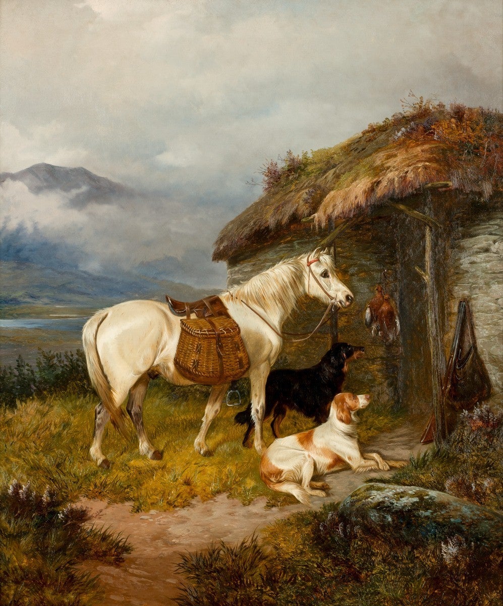 Painted Pair of 19th Century Sporting Highland Scenes For Sale