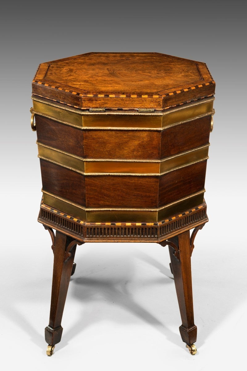 Cross-Banded George III Mahogany and Brass-Banded Cellarette on Stand