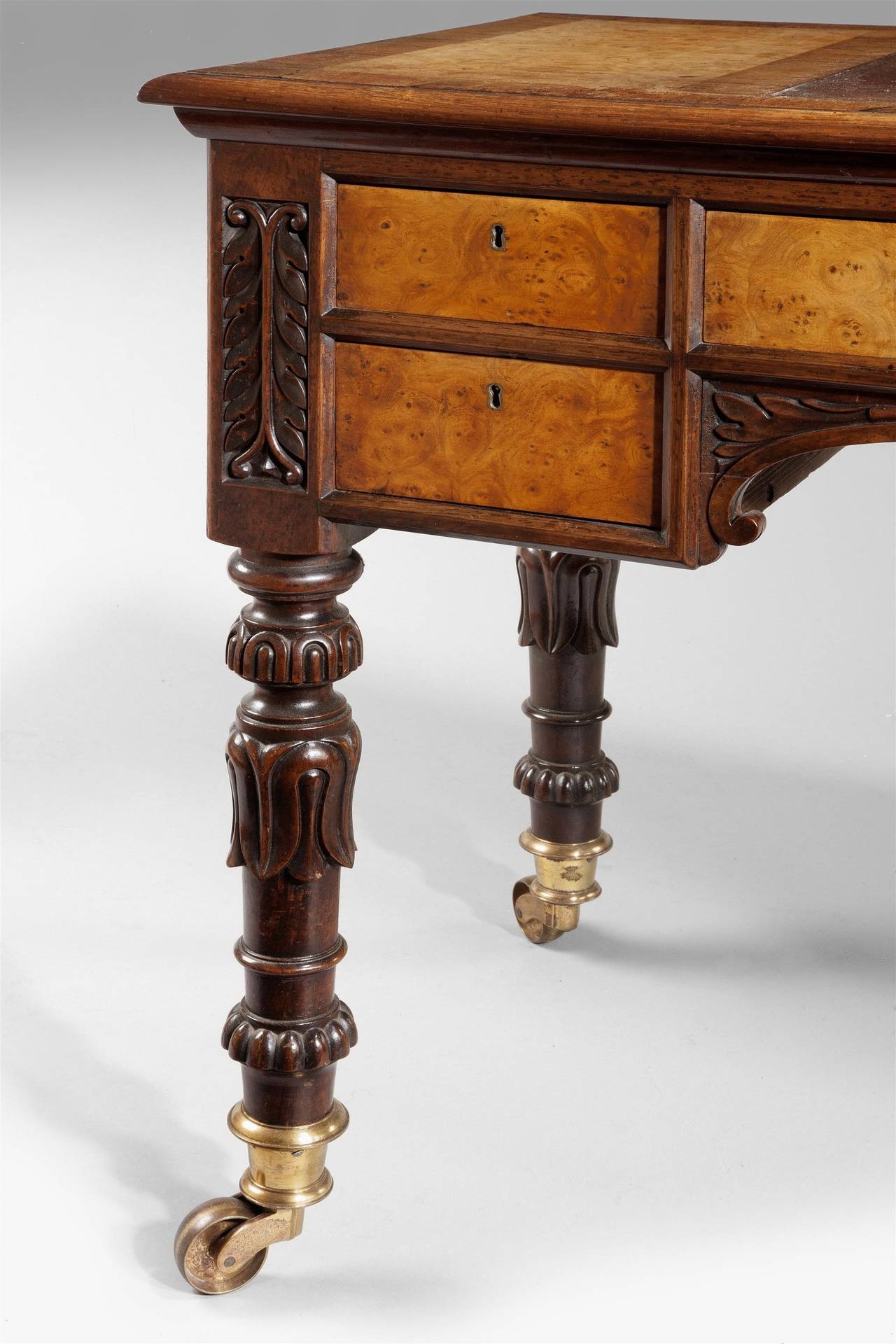 19th Century George IV Burr Elm and Rosewood Writing Table For Sale