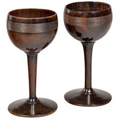 Pair of Turned Lignum Vitae Goblets