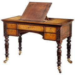 Antique George IV Burr Elm and Rosewood Writing Table