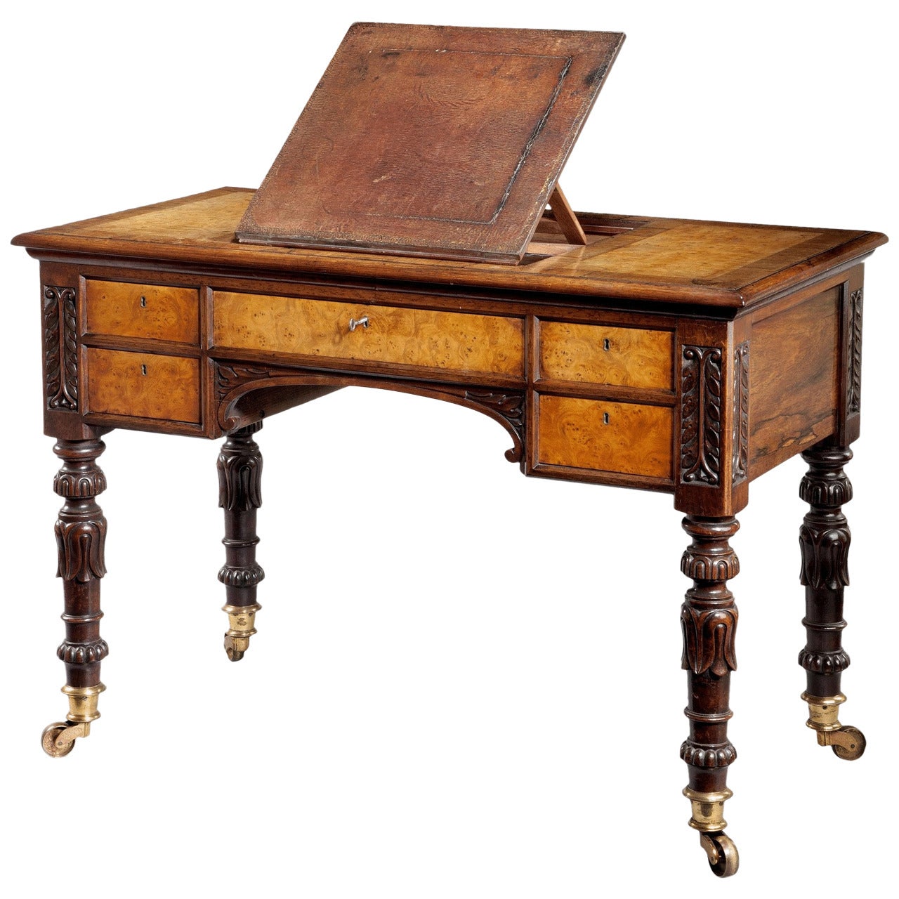 George IV Burr Elm and Rosewood Writing Table For Sale