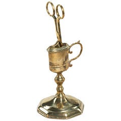 Queen Anne Standing Brass Candle Snuffer and Stand