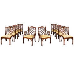 Set of 12 Chinese Chippendale Mahogany Side Chairs 10