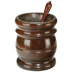 Late 17th Century Turned Lignum Vitae Mortar and Pestle