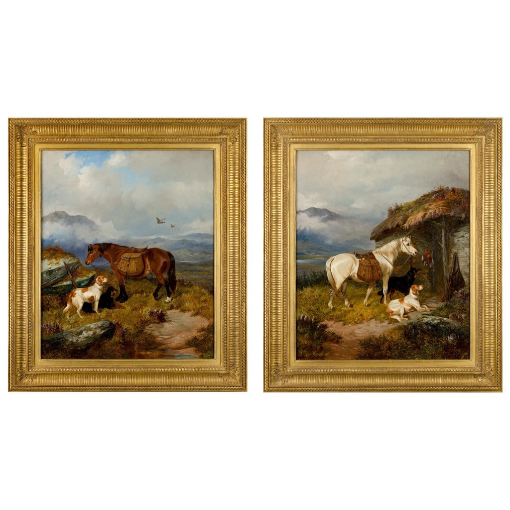 Pair of 19th Century Sporting Highland Scenes For Sale