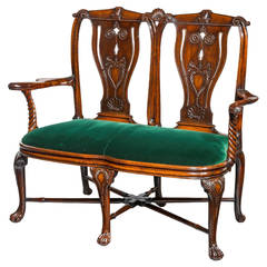 Chinese Export Padouk Double Chair Back Settee