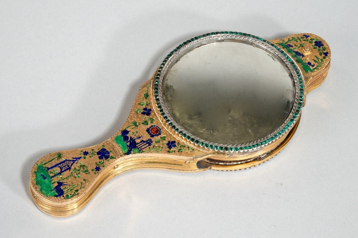 18th Century Chinoiserie Hand Mirror and Looking Glass