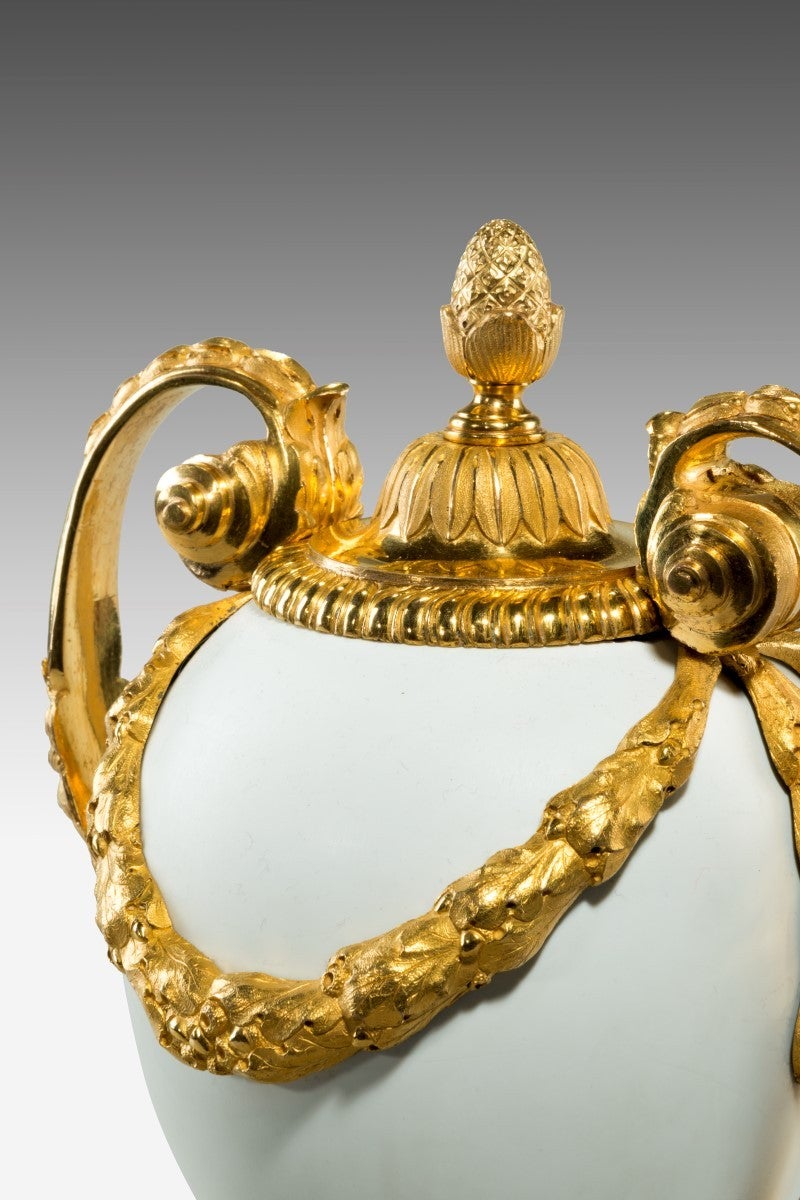 English George III Opaque Glass Ormolu-Mounted Vase