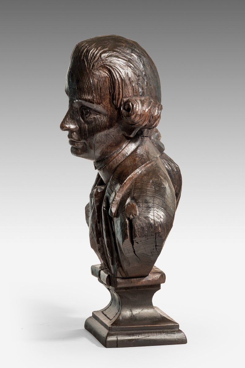 Late 18th Century Carved Oak Bust of Major John André For Sale 4