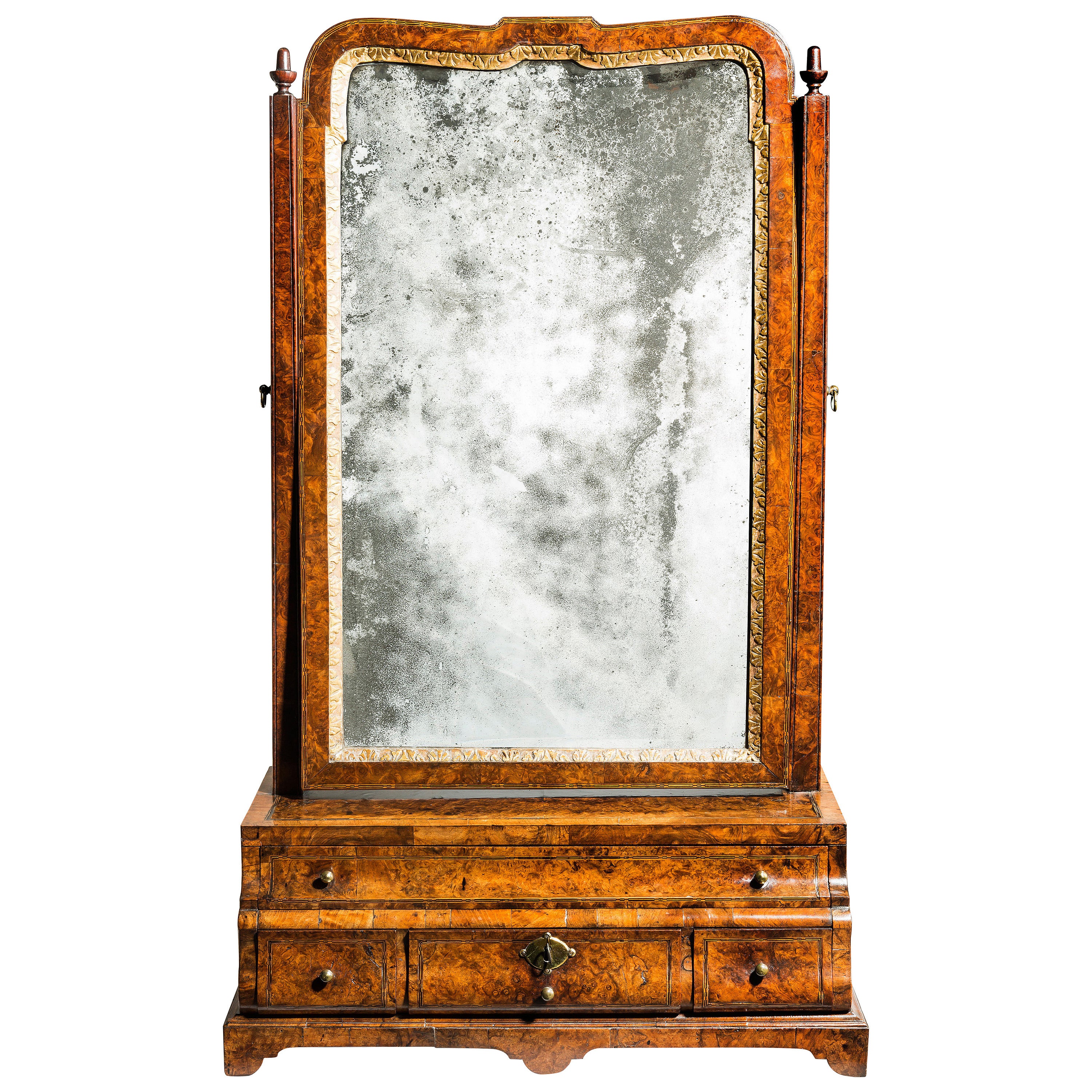 Early George I Walnut Dressing Table Mirror For Sale