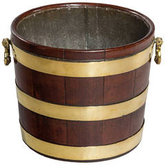George III Coopered Mahogany and Brass Bound Oyster Bucket