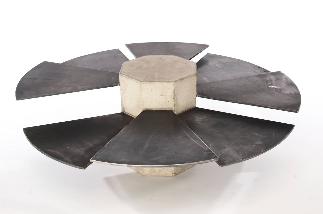 American James de Wulf Steel Fan Coffee Table For Sale