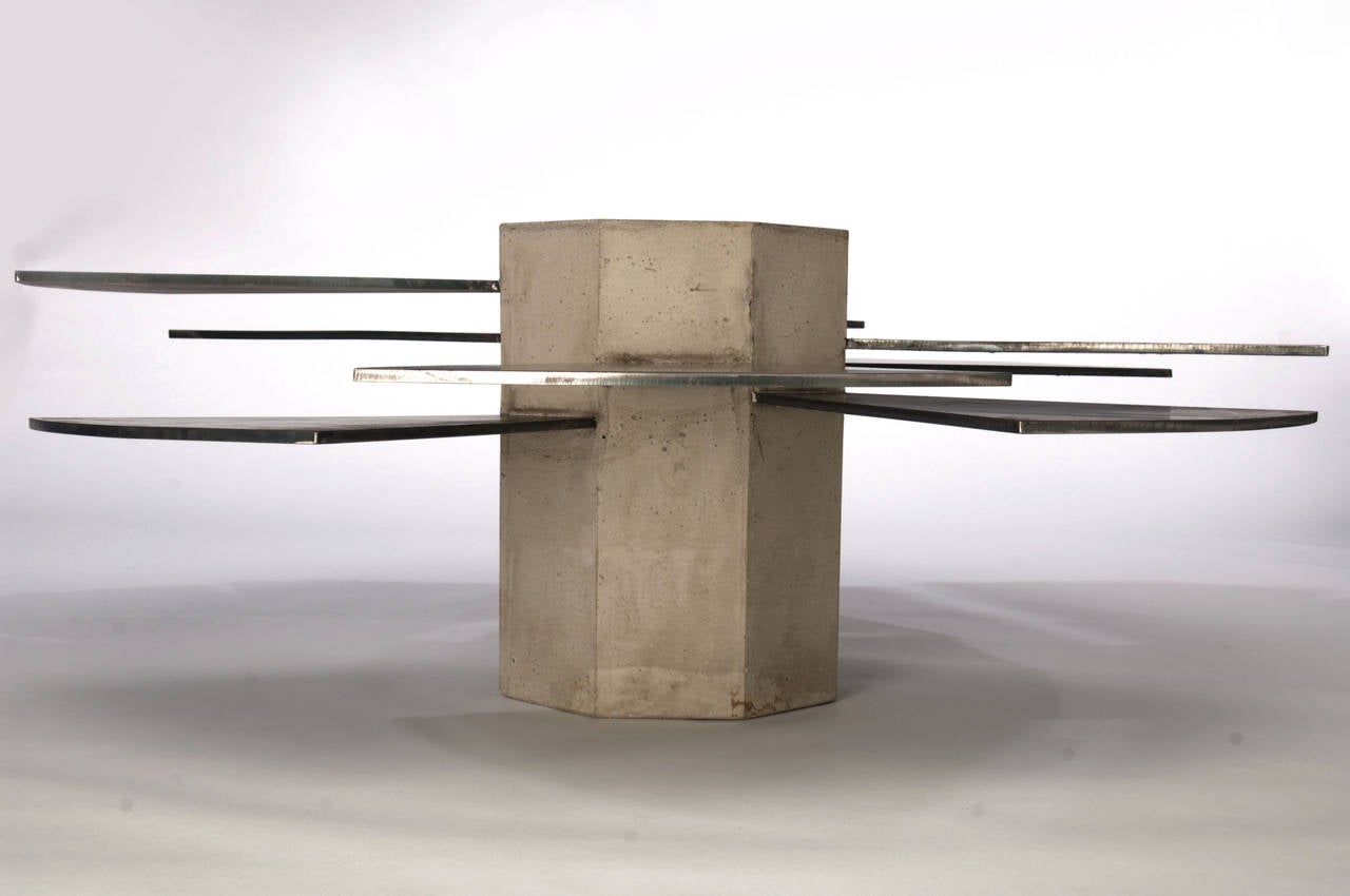 Unique Brutalist design by James de Wulf. Very functional coffee table. 3/8