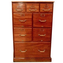 Mahogany and Brass Filing Cabinet