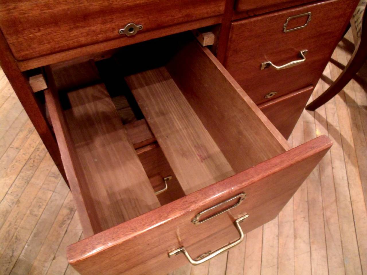 20th Century Mahogany and Brass Filing Cabinet