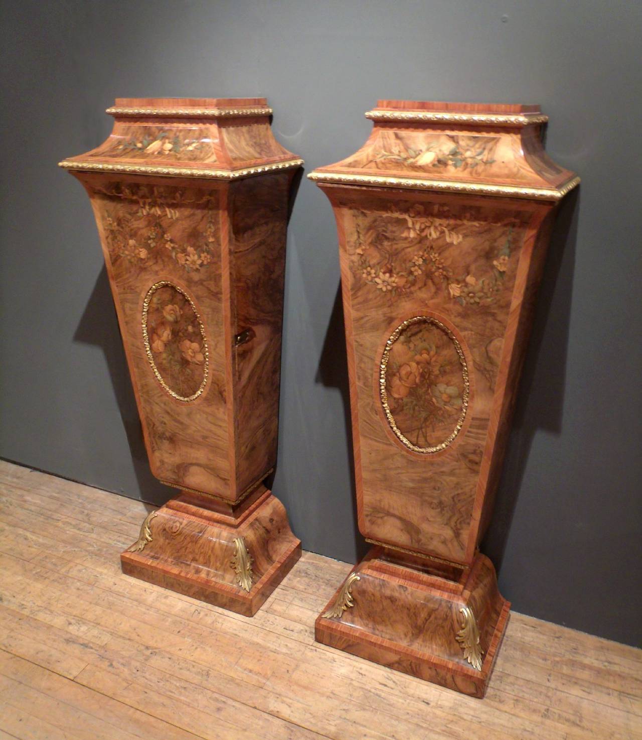Pair of 19th Century Walnut Pedestal Cabinets