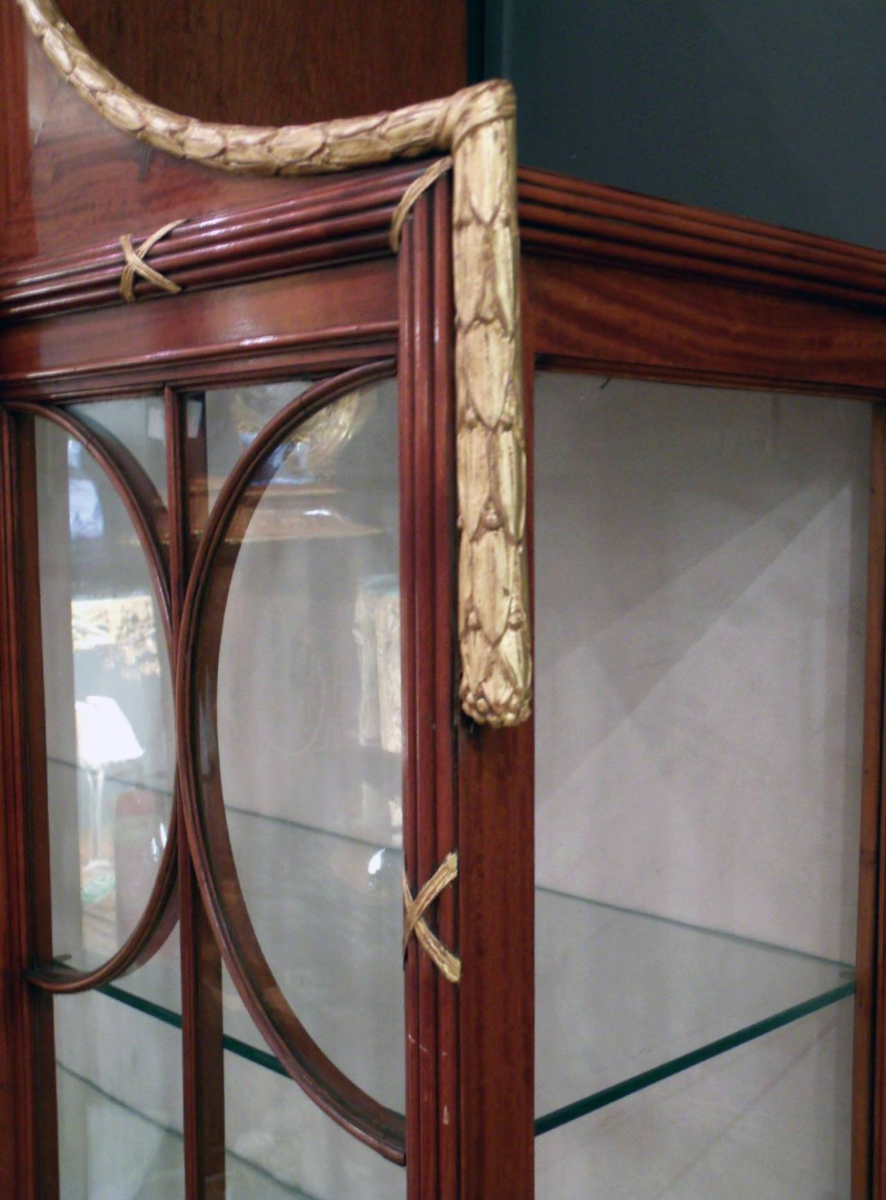 British Edwardian Satinwood and Parcel-Gilt Display or China Cabinet