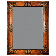 William and Mary Style Oyster Veneer Cushion Mirror