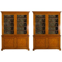 Pair of 19th Century English Satinwood Library Bookcases