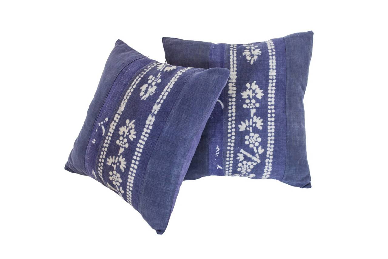 Resist Dye Indigo Pillow