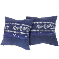 Resist Dye Indigo Pillow