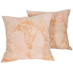 Early 20th Century French Ostrich Feather Print Pillows