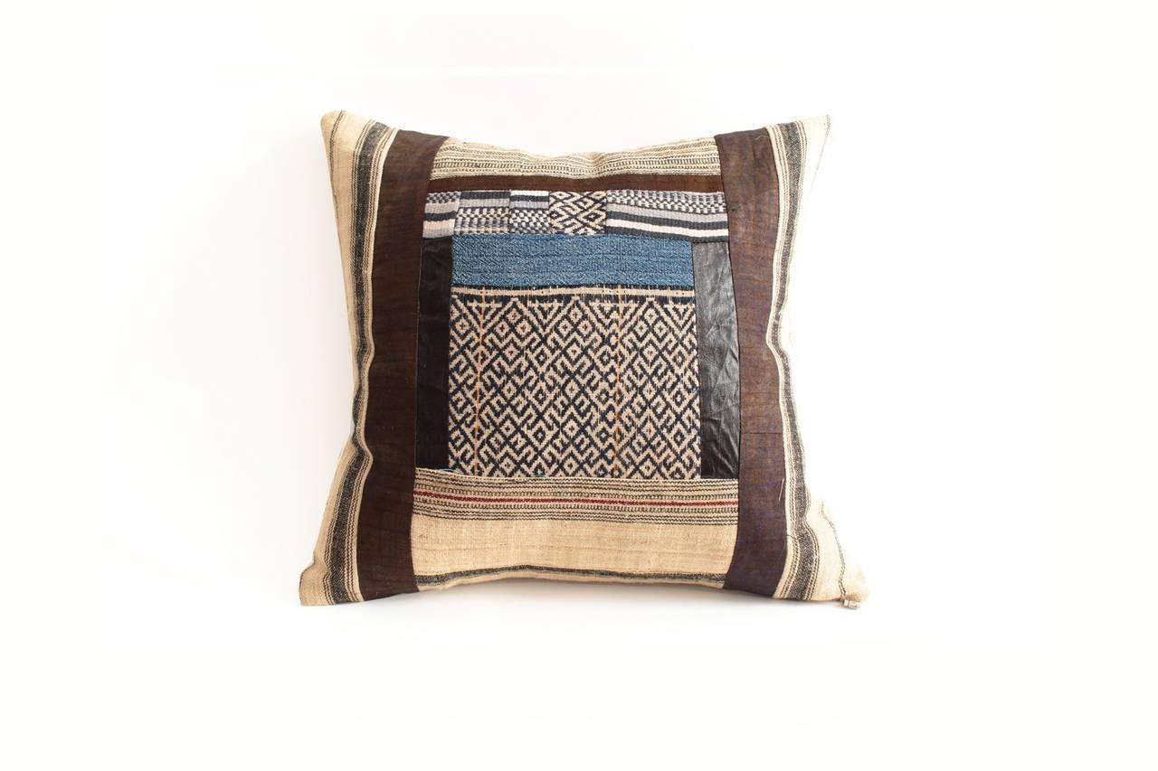 Organic Modern Pair of Miao and Dong Textile Pillow