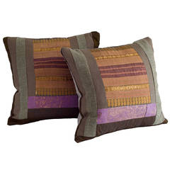 Pair of Textile Piecework Pillow