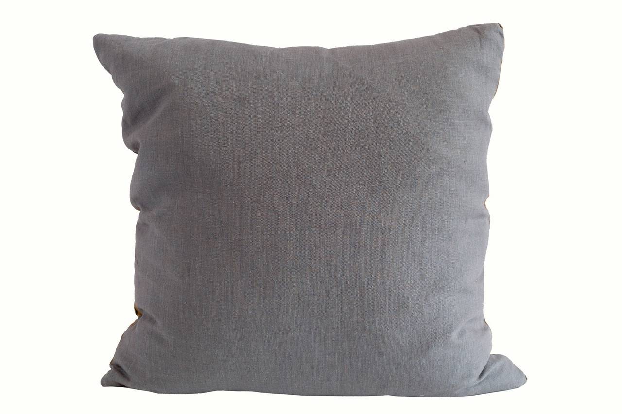 Chinese Mauve and Brown and Gold Silk Embroidery Pillow