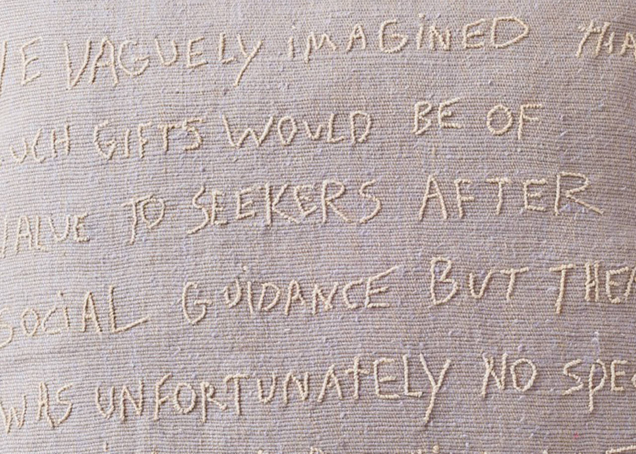 Embroidered Pillow with Text by Edith Wharton