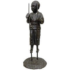 Meiji period Japanese Bronze Boy on stilts 12