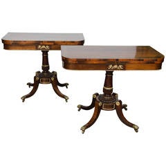 Pair of Regency Rosewood Brass Inlaid Card Tables 11