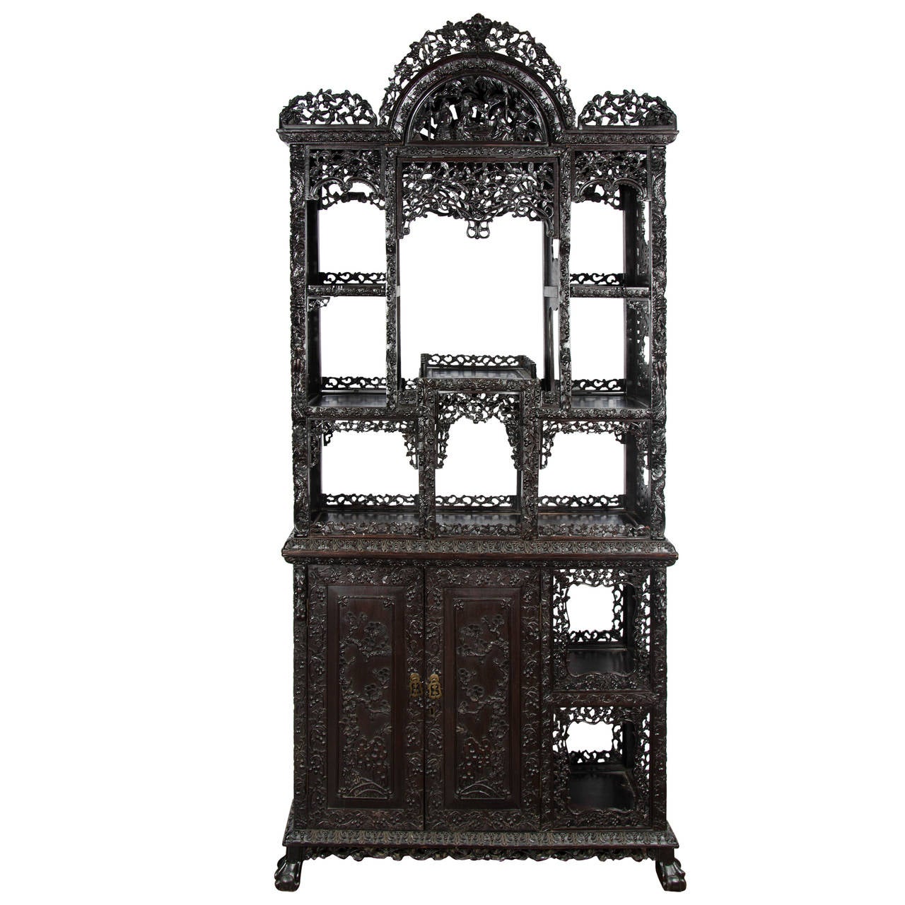 Antique Chinese Hardwood Multi Tiered Shelf at 1stdibs
