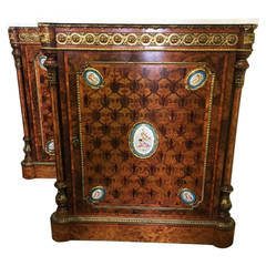Pair of 19th Century Kingwood Pier Cabinets with Sèvres Plaques 8