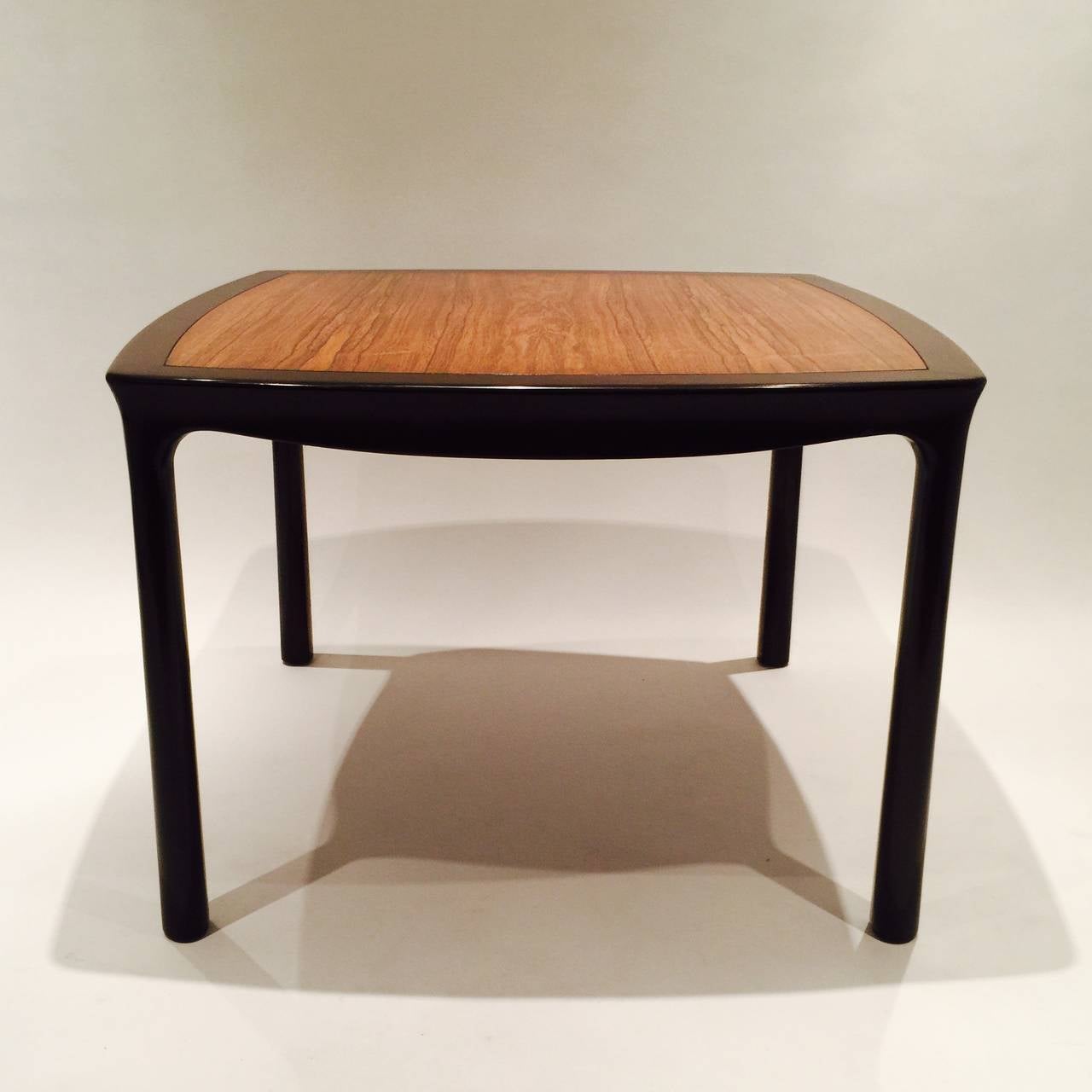 A Pair Of Square, Sculptural Tables In Mahogany With Rosewood Tops By Edward Wormley For Dunbar