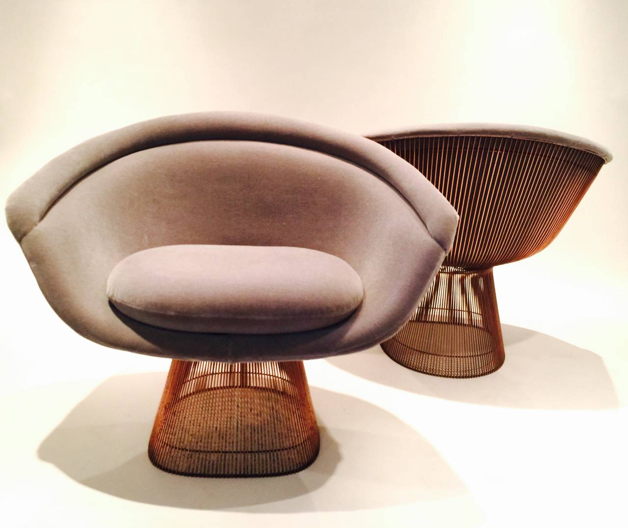 Pair of Copper Warren Platner Lounge Chairs
