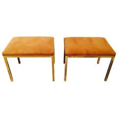 Pair of Suede Benches by Mastercraft