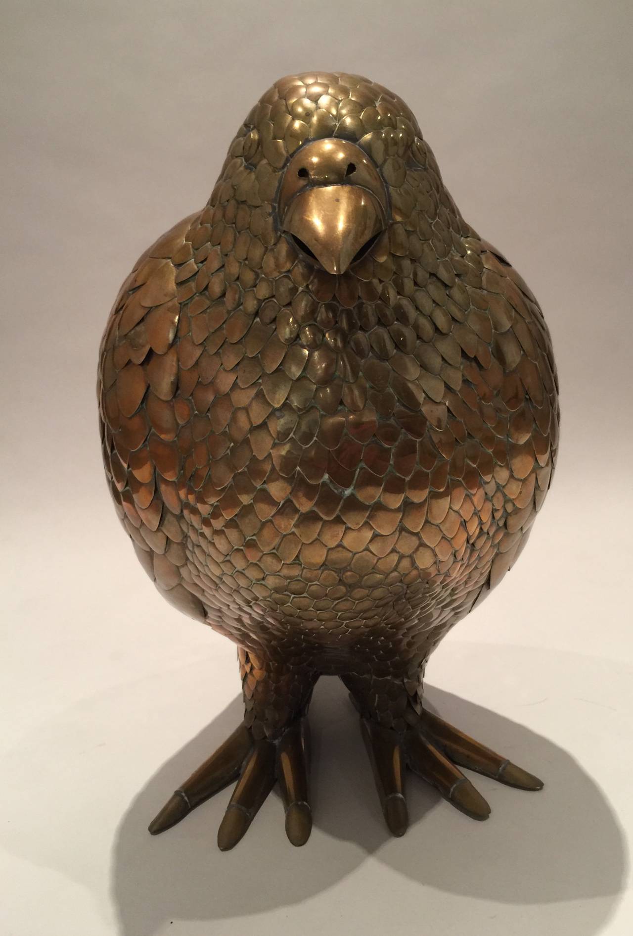 A Large Brass Pigeon By Bustamante