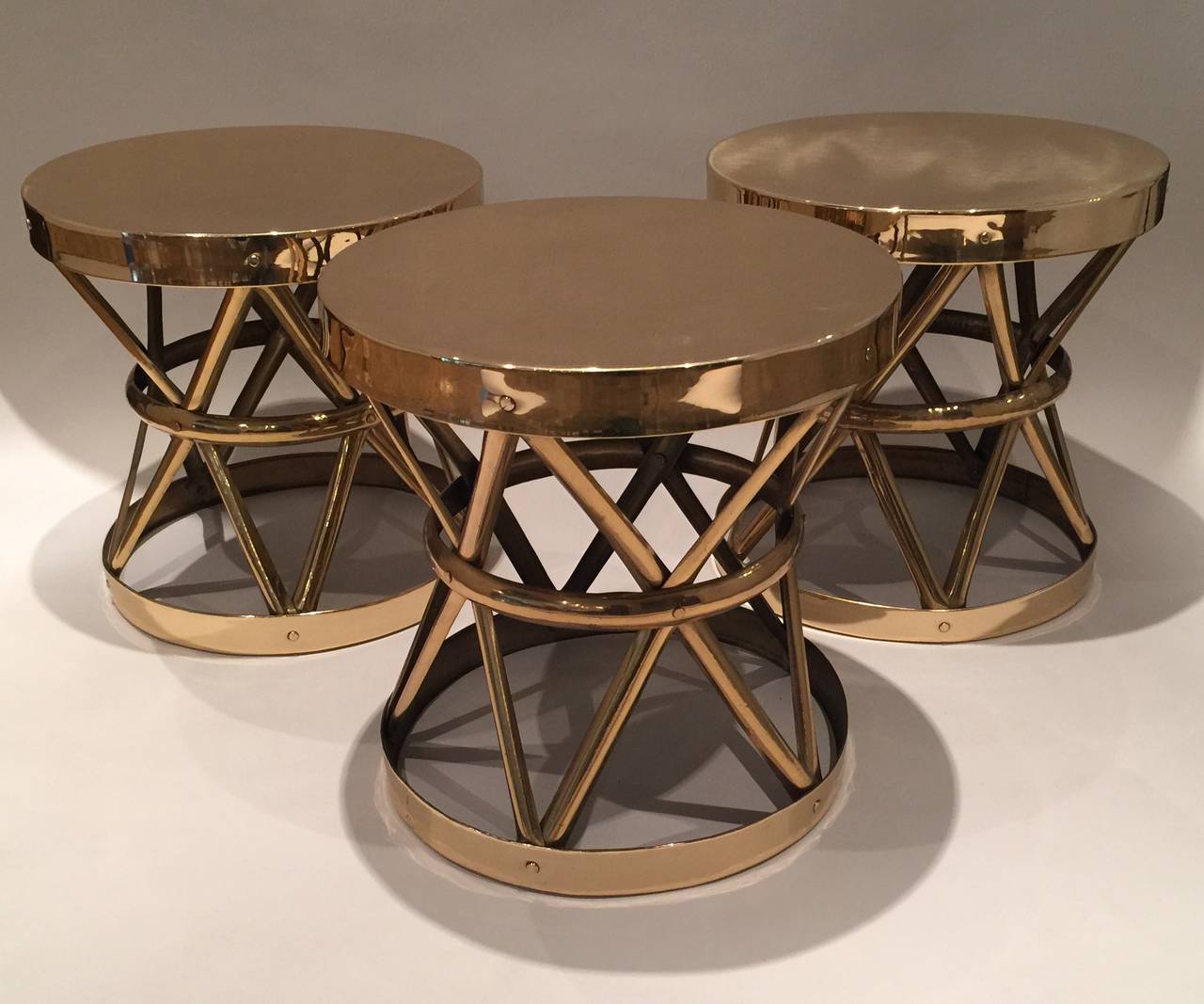 Three Brass Stools or Tables